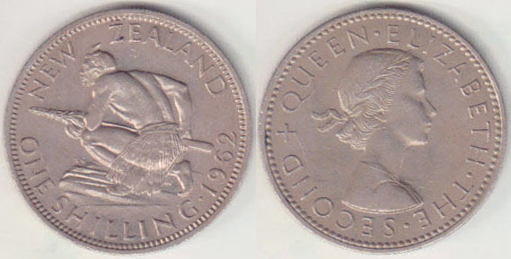 1962 New Zealand Shilling (aUnc) A004505
